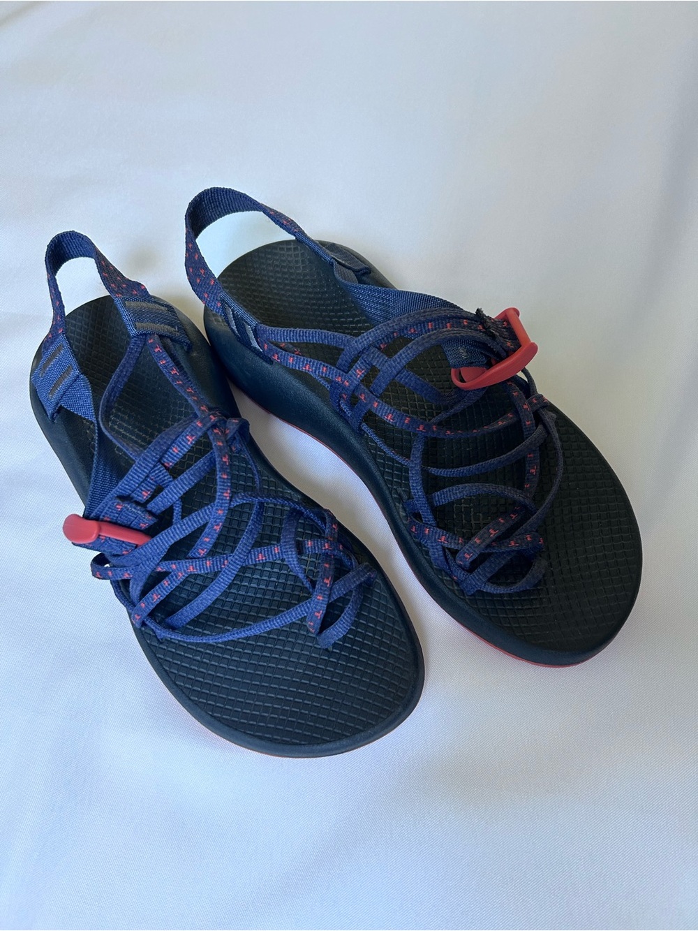 Chaco Women's Navy Blue Strappy Sport Sandals with Pink Accents